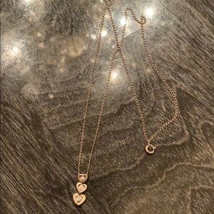 Three heart necklace 925 with diamonds